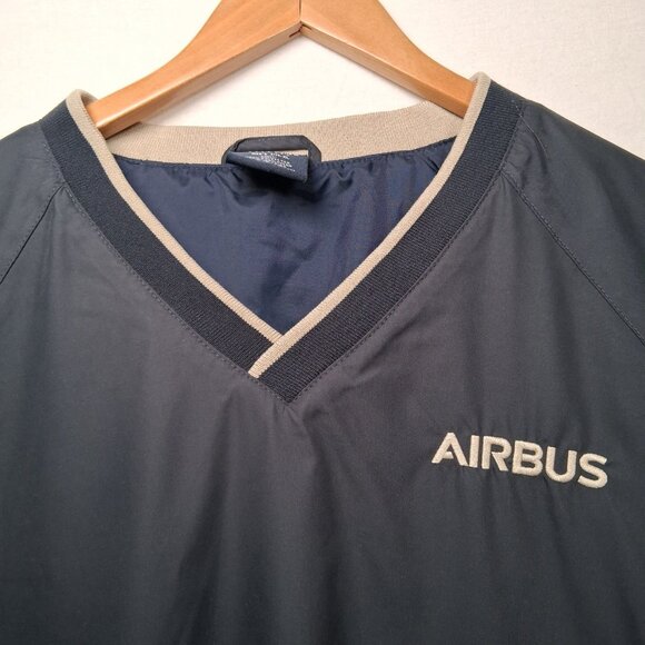 AIRBUS Windbreaker Wind Shirt XL Blue V Neck Pullover Airplane Aviation Flight - Picture 3 of 10